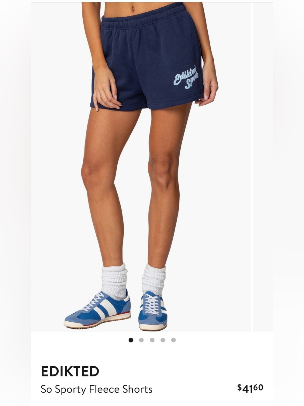 Edikted Navy So Sporty Fleece Athletic Shorts
